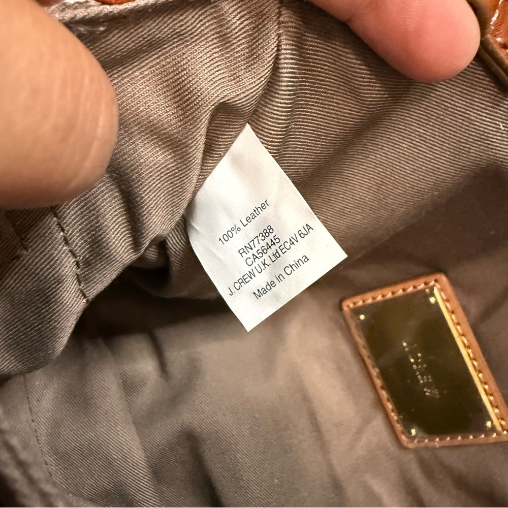 J. Crew Brown Cognac Brown Leather Clutch Shoulder Strap - Picture 7 of 10